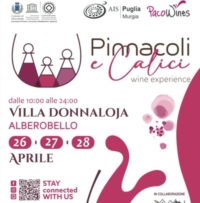  PINNACOLI & CALICI: DAL 26 AL 28 APRILE AD ALBEROBELLO