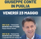 PUGLIA : CONTE PER CHIUSURA CAMPAGNA ELETTORALE