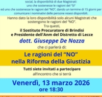 BRINDISI : VERSO IL REFERENDUM :  INCONTRO CON IL PROCURATORE DE NOZZA