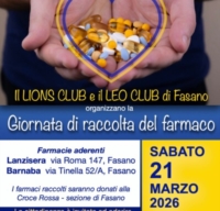 FASANO : RACCOLTA FARMACI DA BANCO