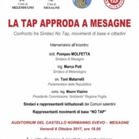 NO TAP DUE INCONTRI : A MESAGNE E  A TORCHIAROLO