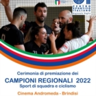 GIOVEDI' A BRINDISI LA PREMIAZIONE DEI CAMPIONI REGIONALI CSI 2022