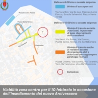 Viabilit� in centro per il 10 febbraio in occasione dell�insediamento del nuovo Arcivescovo