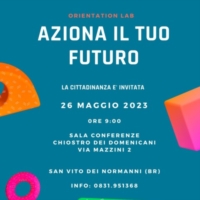 �AZIONA IL TUO FUTURO�: L�INCONTRO DI ORIENTAMENTO DEL CPI DI BRINDISI PARTNER DEL PROGETTO DI PUNTI CARDINALI �ORIENS� DEL COMUNE DI SAN VITO DEI NORMANNI