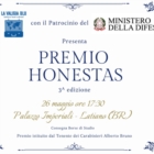Premio Honestas patrocinato dal ministero della Difesa: venerdì la cerimonia a Latiano