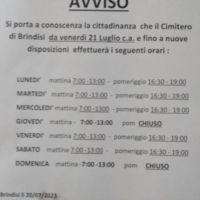 BRINDISI : IL CIMITERO RIAPRE